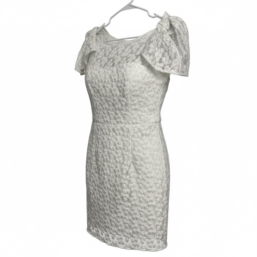 Milly White Mini Dress With Bow on the Shoulders size 10